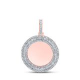 10kt Rose Gold Mens Baguette Diamond Memory Circle Charm Pendant 1-1/2 Cttw