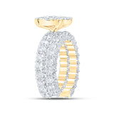 10kt Yellow Gold Round Diamond Halo Bridal Wedding Ring Band Set 5-7/8 Cttw