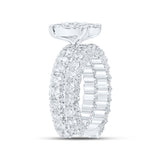 10kt White Gold Round Diamond Halo Bridal Wedding Ring Band Set 5-7/8 Cttw