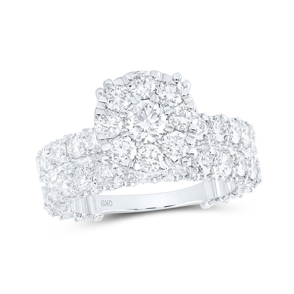 10kt White Gold Round Diamond Halo Bridal Wedding Ring Band Set 5-7/8 Cttw