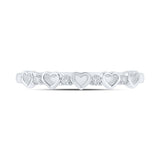 10kt White Gold Womens Round Diamond Heart Ring 1/20 Cttw