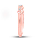 10kt Rose Gold Womens Round Diamond Heart Ring 1/20 Cttw
