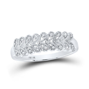 10kt White Gold Womens Round Diamond Band Ring 1/10 Cttw
