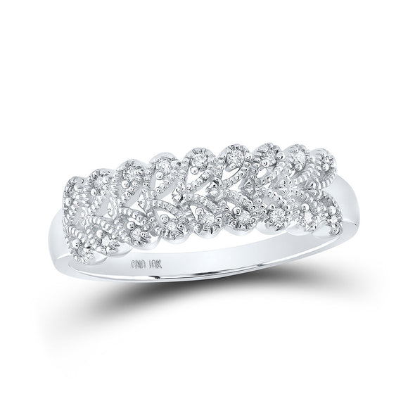 10kt White Gold Womens Round Diamond Band Ring 1/10 Cttw