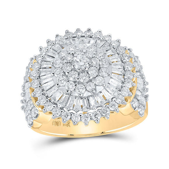 10kt Yellow Gold Womens Round Diamond Circle Cluster Ring 2 Cttw