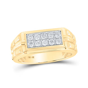 10kt Yellow Gold Mens Round Diamond Band Ring 1/2 Cttw