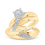10kt Yellow Gold His Hers Round Diamond Halo Matching Wedding Set 1/3 Cttw