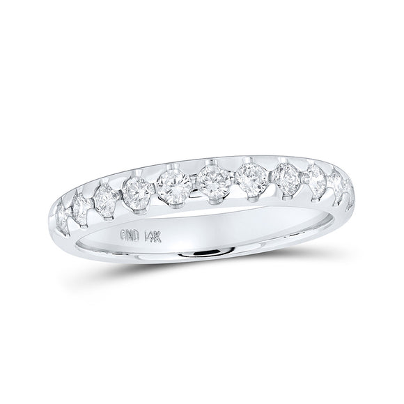 14kt White Gold Womens Round Diamond Machine Set Band Ring 1/2 Cttw