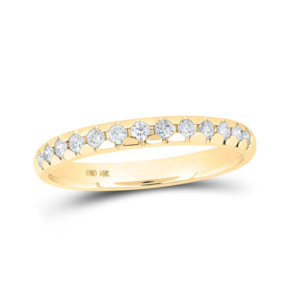 14kt Yellow Gold Womens Round Diamond Single Row Band Ring 1/4 Cttw