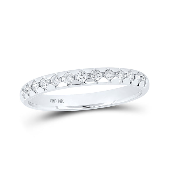 14kt White Gold Womens Round Diamond Single Row Band Ring 1/4 Cttw