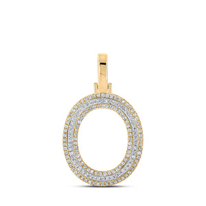 10kt Two-tone Gold Mens Round Diamond O Initial Letter Pendant 3/8 Cttw