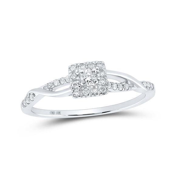 10kt White Gold Womens Round Diamond Twist Halo Promise Ring 1/5 Cttw