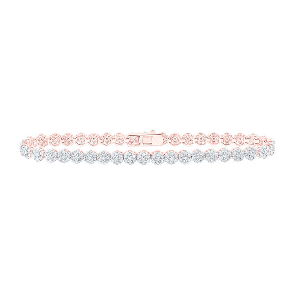 10kt Rose Gold Womens Round Diamond Fashion Bracelet 3-1/5 Cttw