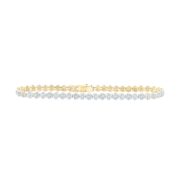10kt Yellow Gold Womens Round Diamond Fashion Bracelet 2-1/5 Cttw