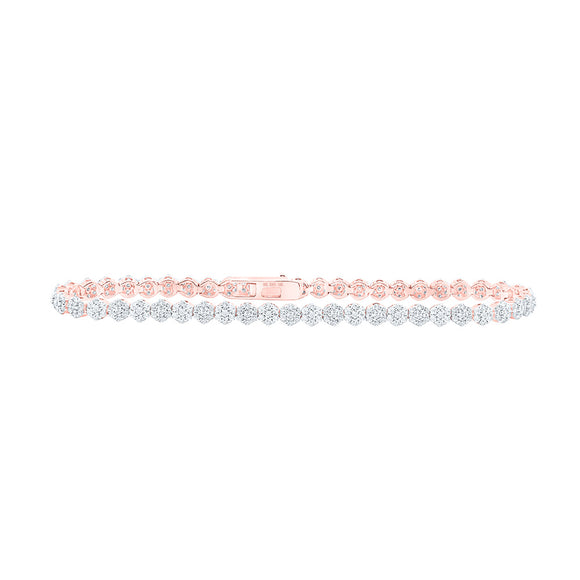 10kt Rose Gold Womens Round Diamond Fashion Bracelet 2-1/5 Cttw