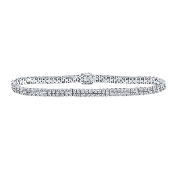 Sterling Silver Womens Round Diamond Fashion Bracelet 1 Cttw