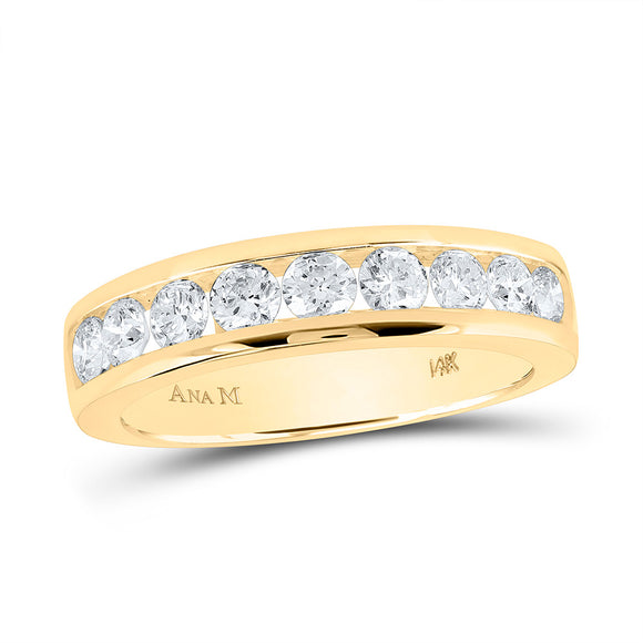 14kt Yellow Gold Womens Round Diamond Single Row Band Ring 7/8 Cttw