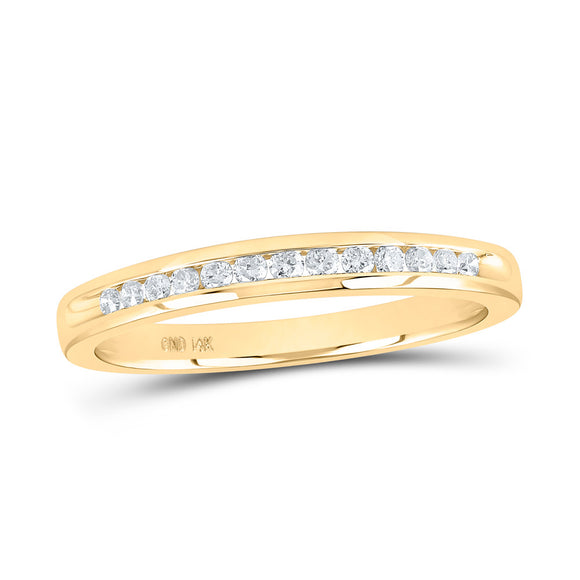 14kt Yellow Gold Womens Round Diamond Single Row Band Ring 1/6 Cttw