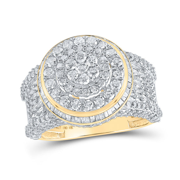 10kt Yellow Gold Mens Round Diamond Cluster Ring 4 Cttw