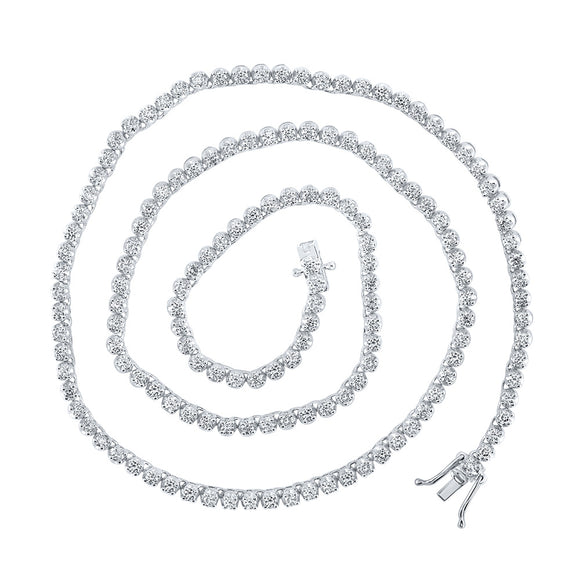14kt White Gold Mens Round Diamond 20-inch Single Row Tennis Chain Necklace 8-5/8 Cttw