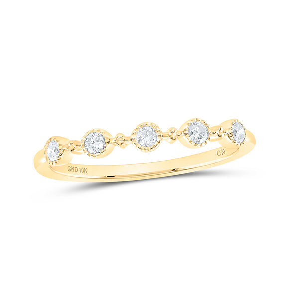 10kt Yellow Gold Womens Round Diamond Dot Stackable Band Ring 1/6 Cttw