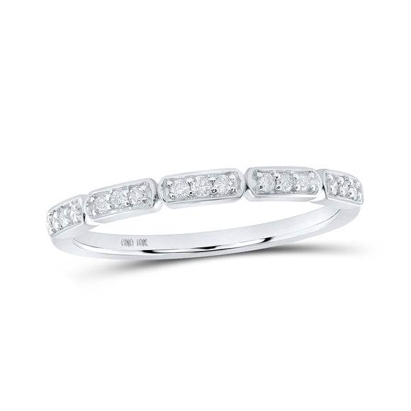 10kt White Gold Womens Round Diamond Stackable Band Ring 1/8 Cttw