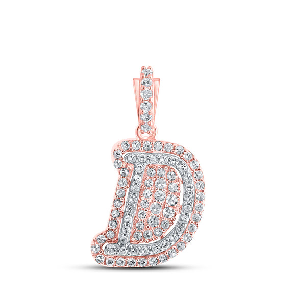 10kt Rose Gold Womens Round Diamond D Initial Letter Pendant 1/5 Cttw