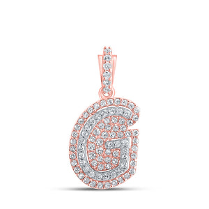10kt Rose Gold Womens Round Diamond F Initial Letter Pendant 1/5 Cttw