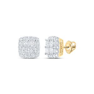 14kt Yellow Gold Womens Princess Diamond Square Earrings 2-7/8 Cttw