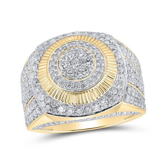 10kt Yellow Gold Mens Round Diamond Circle Ring 3 Cttw