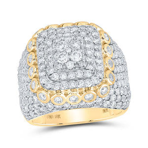 10kt Yellow Gold Mens Round Diamond Square Ring 5-1/2 Cttw