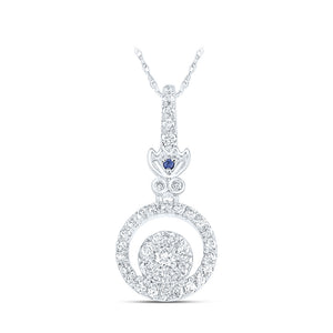 14kt White Gold Womens Round Diamond Fashion Pendant 1/4 Cttw