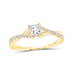 14kt Yellow Gold Princess Diamond Solitaire Bridal Wedding Engagement Ring 1/2 Cttw