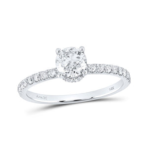 14kt White Gold Round Diamond Solitaire Bridal Wedding Engagement Ring 1 Cttw