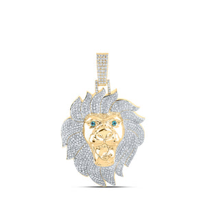 10kt Yellow Gold Mens Round Diamond Lion Face Charm Pendant 5 Cttw