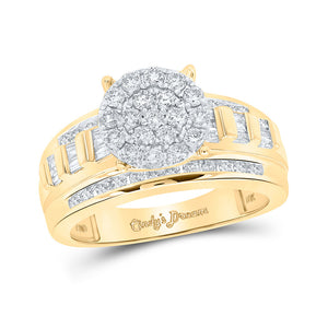 10kt Yellow Gold Round Diamond Cluster Bridal Wedding Engagement Ring 1 Cttw