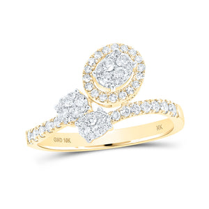 10kt Yellow Gold Womens Round Diamond Cluster Fashion Ring 1/2 Cttw