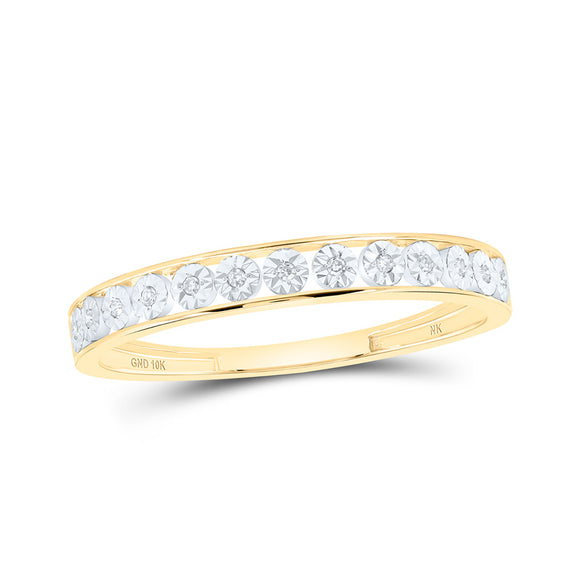 10kt Yellow Gold Womens Round Diamond Band Ring .03 Cttw