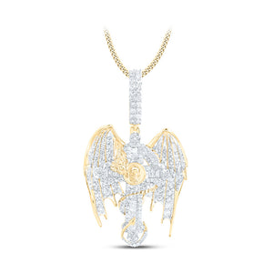 10kt Yellow Gold Mens Baguette Diamond Celtic Dragon Charm Pendant 2 Cttw