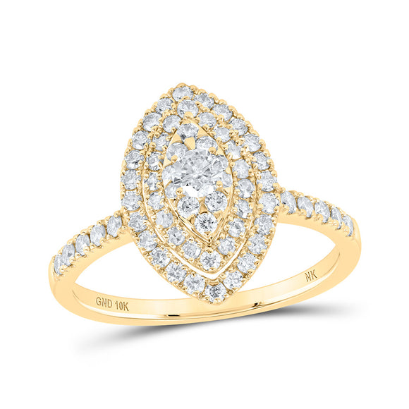 10kt Yellow Gold Womens Round Diamond Oval Ring 3/4 Cttw
