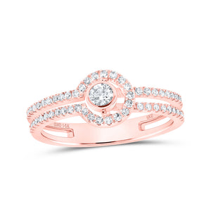 14kt Rose Gold Womens Round Diamond Fashion Ring 1/3 Cttw