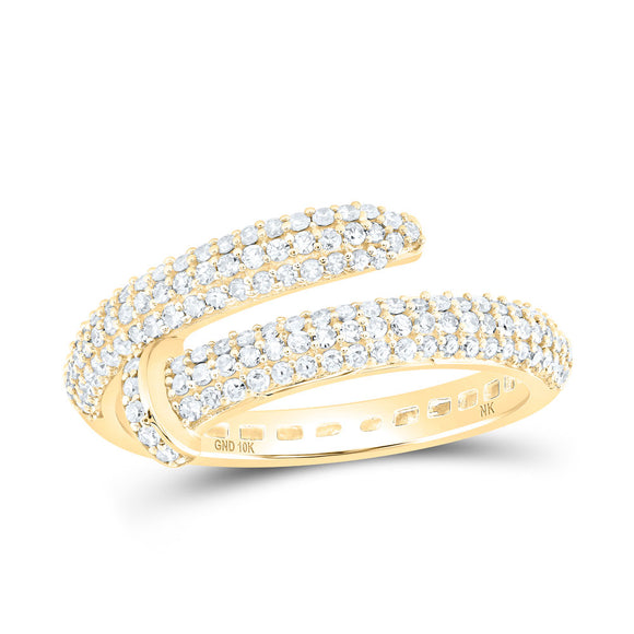 10kt Yellow Gold Womens Round Diamond Spiral Band Ring 1/2 Cttw