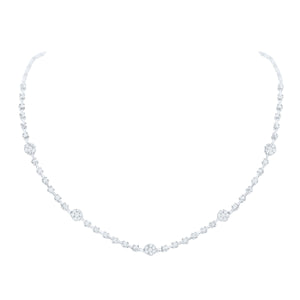 14kt White Gold Womens Round Diamond 16-inch Flower Cluster Necklace 2 Cttw