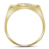 10kt Yellow Gold Mens Round Diamond Dad Father Ring 1/8 Cttw