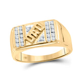 10kt Yellow Gold Mens Round Diamond Dad Father Ring 1/8 Cttw
