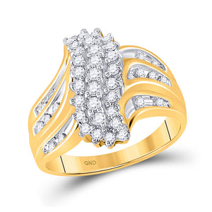10kt Yellow Gold Womens Round Diamond Cluster Ring 1/2 Cttw