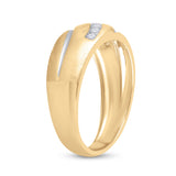 14kt Yellow Gold Mens Round Diamond Band Ring 1/4 Cttw