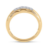 10kt Yellow Gold Mens Round Diamond Triple Row Band Ring 1/4 Cttw