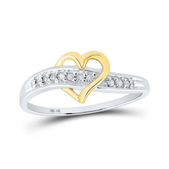 10kt White Gold Womens Round Diamond Heart Ring 1/20 Cttw