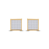 14kt Yellow Gold Womens Princess Diamond Square Earrings 1/2 Cttw